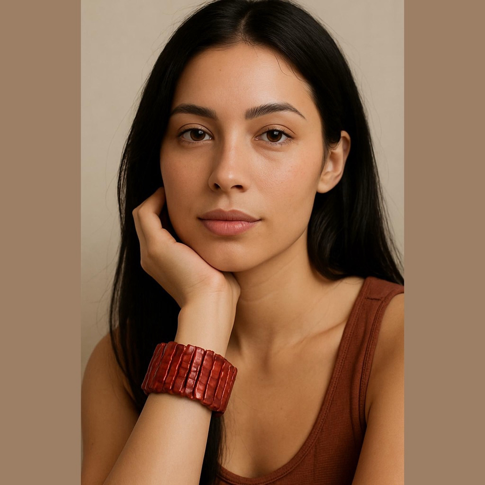 Unbranded Red Shell Beaded Stretch Bracelet Women's